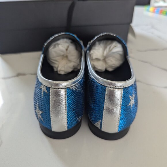 Gucci Jordaan Star Lurex Loafer Blue Glitter Metallic size 38 NEW - Picture 6 of 12